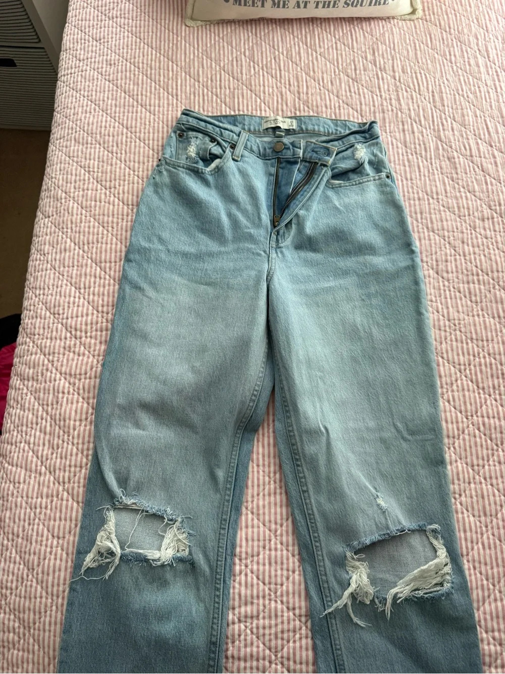 Abercrombie & Fitch Light Blue Boyfriend Jeans with Knee Rips
